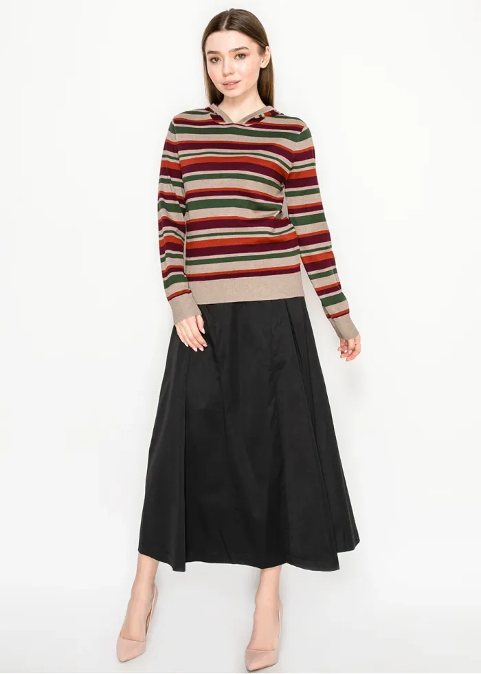 Colorful Striped Pullover Hoodie Knit