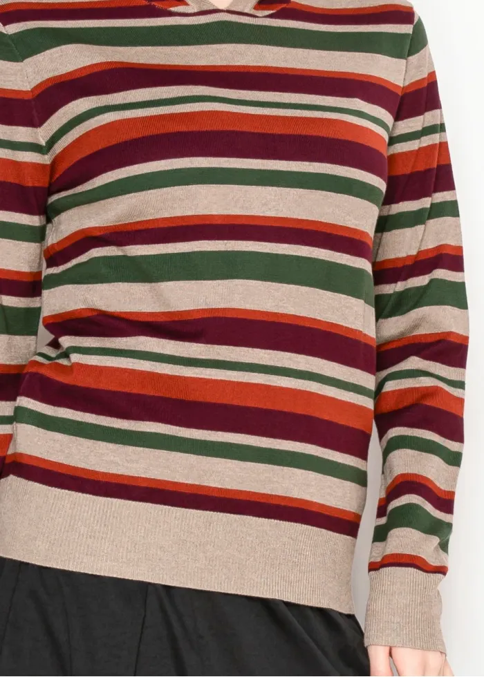 Colorful Striped Pullover Hoodie Knit