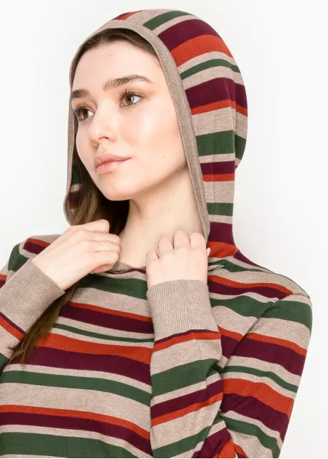 Colorful Striped Pullover Hoodie Knit