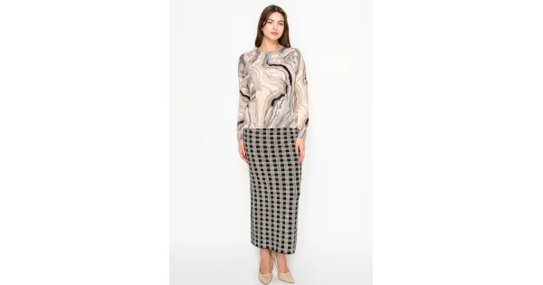 Ｍａｒｂｌｅ　Ｐｒｉｎｔ　Ｊｅｒｓｅｙ　Ｈｉｇｈ　Ｎｅｃｋ　Ｔｏｐ　サイズ1 Recycled Moon Jersey SS Highneck Top • Marine Serre