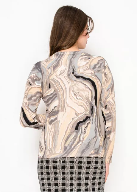 Marble Print Crewneck Sweater in Grey