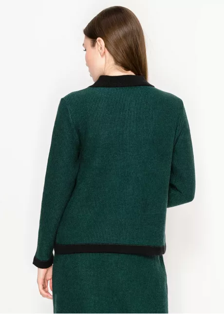 Forest Green Contrast Trim Cardigan