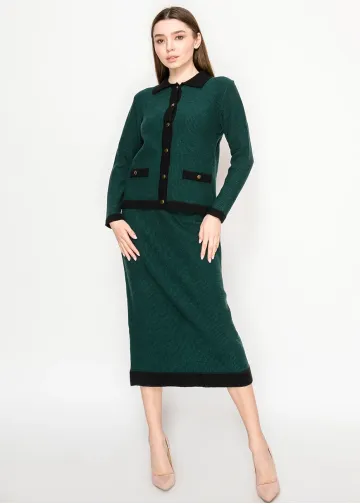 Emerald Contrast Trim Knit Set