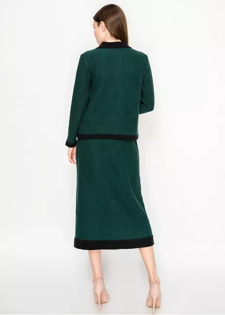 Forest Green Contrast Trim Cardigan