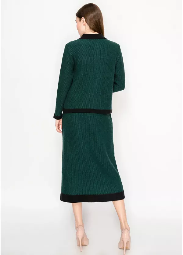 Emerald Contrast Trim Knit Set