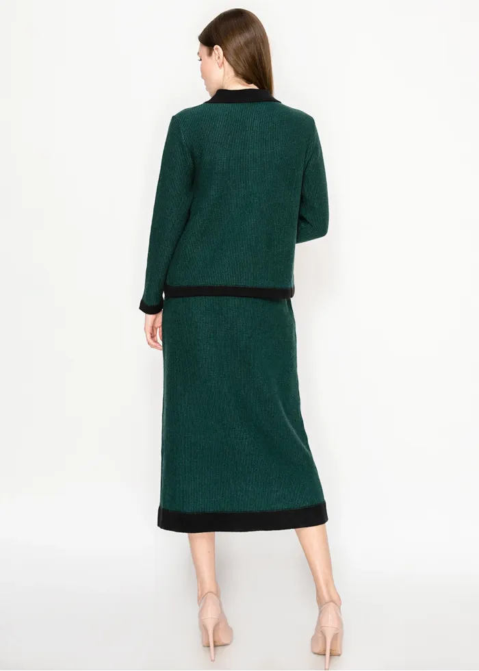 Emerald Contrast Trim Knit Set