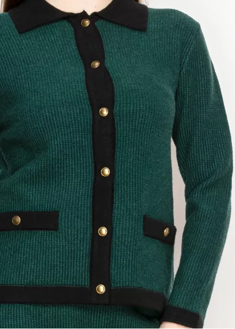 Forest Green Contrast Trim Cardigan