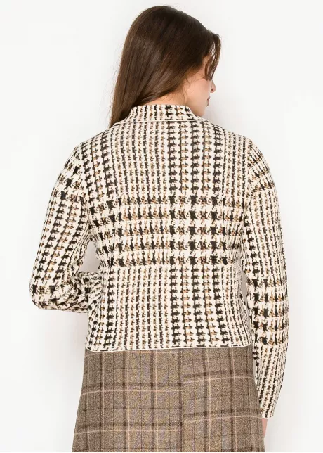 Camel Houndstooth Polo Sweater