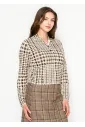 Camel Houndstooth Polo Sweater