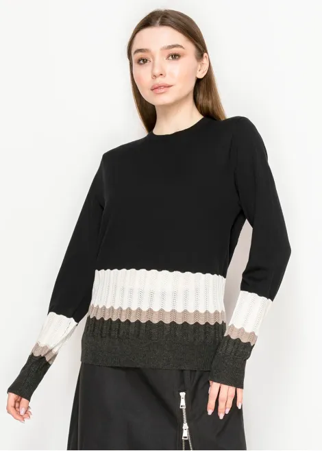 Colorblock Ribbed Hem Knit Sweater
