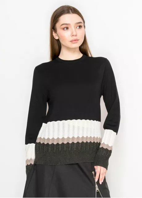 Colorblock Ribbed Hem Knit Sweater