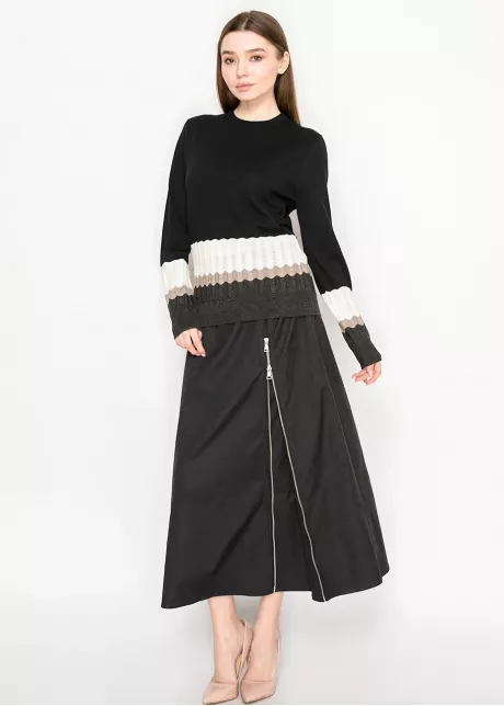Colorblock Ribbed Hem Knit Sweater