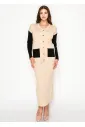 Colorblock Cardigan in Oatmeal and Black