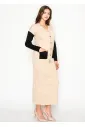 Colorblock Cardigan in Oatmeal and Black