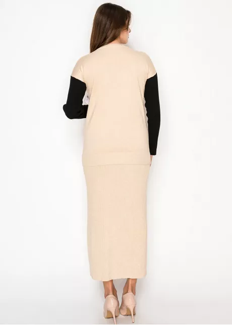 Colorblock Cardigan in Oatmeal and Black