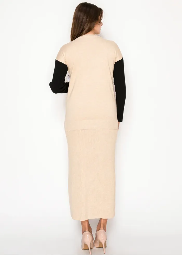 Oatmeal Ribbed Knit Skirt