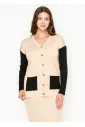 Colorblock Cardigan in Oatmeal and Black