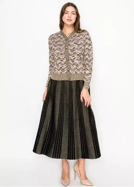 Brown Geometric Pattern Knit Cardigan