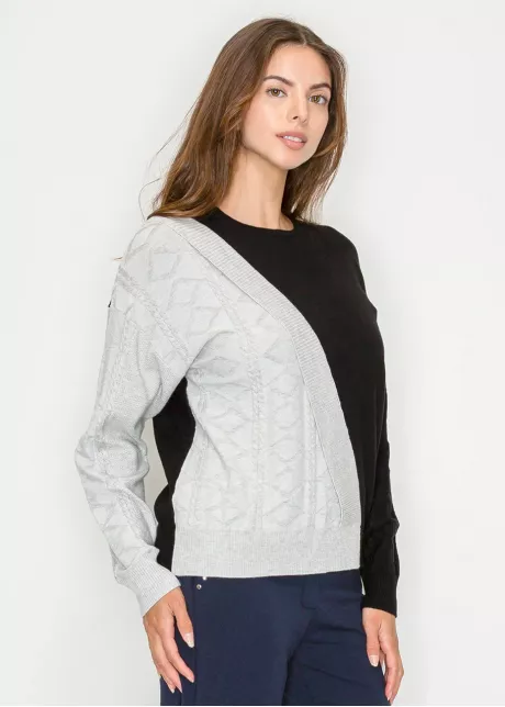 Two-Tone Black and Grey Knit Sweater
