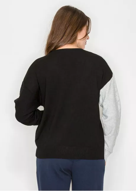 Two-Tone Black and Grey Knit Sweater