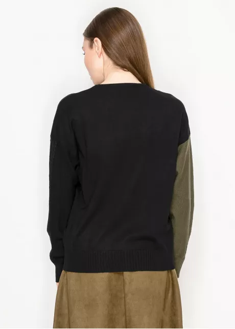 Colorblock Sweater - Olive and Black