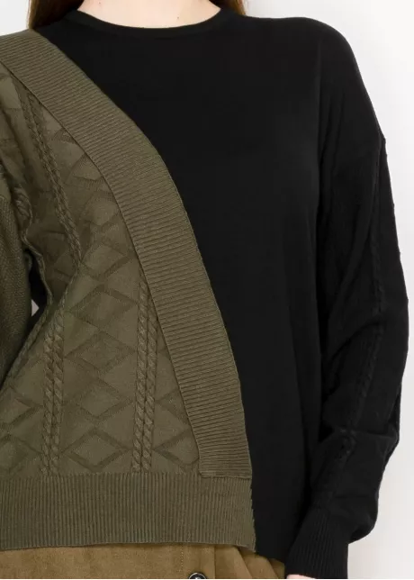 Colorblock Sweater - Olive and Black