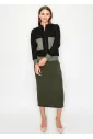 Black and Olive Colorblock Knit Cardigan