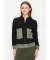 Black Zip-Front Knit Jacket with Contrast Hem