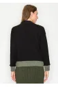 Black and Olive Colorblock Knit Cardigan
