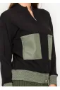 Black and Olive Colorblock Knit Cardigan