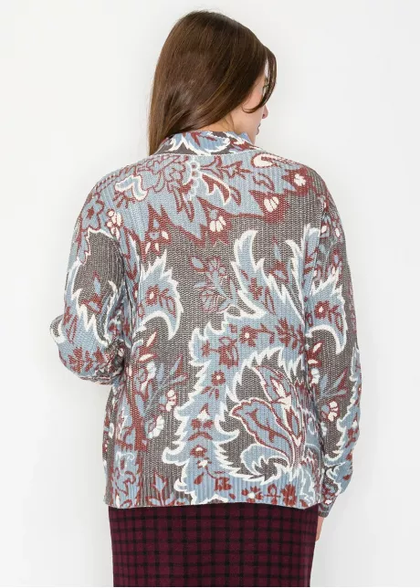 Floral Jacquard Mock Neck Sweater