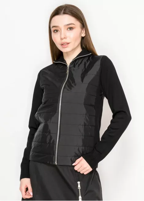 Black Quilted Zip-Up Sweater Jacket Black Quilted Zip-Up Sweater Jacket