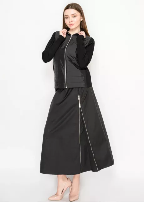 Black Quilted Zip-Up Sweater Jacket