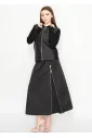 Black Quilted Zip-Up Sweater Jacket