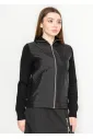 Black Quilted Zip-Up Sweater Jacket