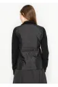 Black Quilted Zip-Up Sweater Jacket