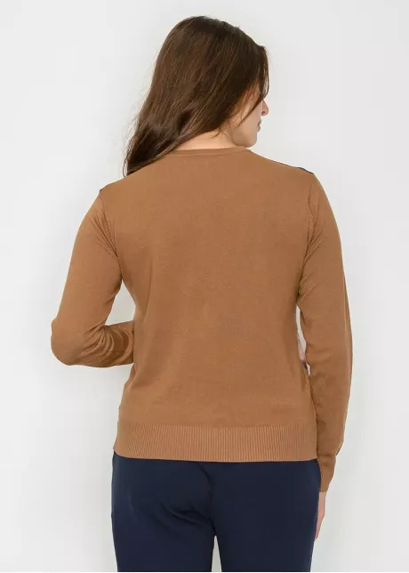 Abstract Print Knit Sweater in Brown
