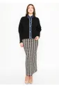 Black Cardigan with Denim Button Placket