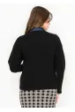 Black Cardigan with Denim Button Placket