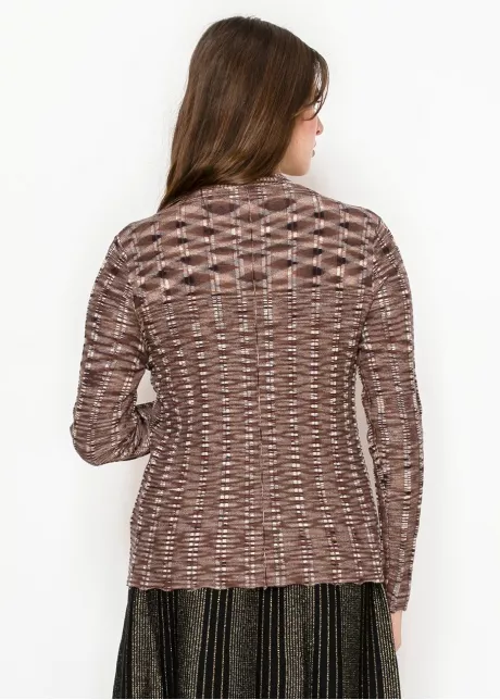 Textured Print Cardigan in Brown