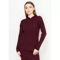 Cable Knit Burgundy Hoodie