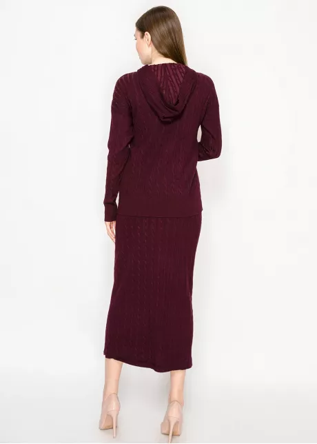 Cable Knit Burgundy Hoodie
