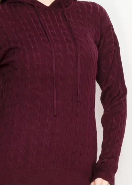 Cable Knit Burgundy Hoodie