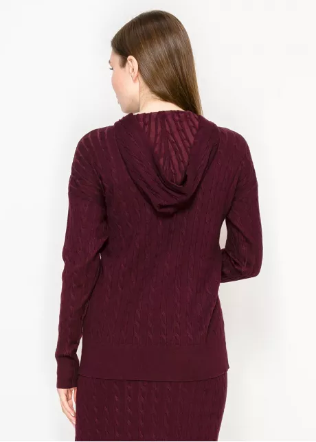 Cable Knit Burgundy Hoodie