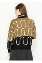 Olive Black Patterned Mock Neck Sweater