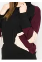 Black and Burgundy Colorblock Knit Hoodie