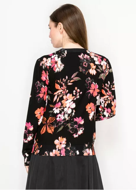 Black Floral Crewneck Sweater