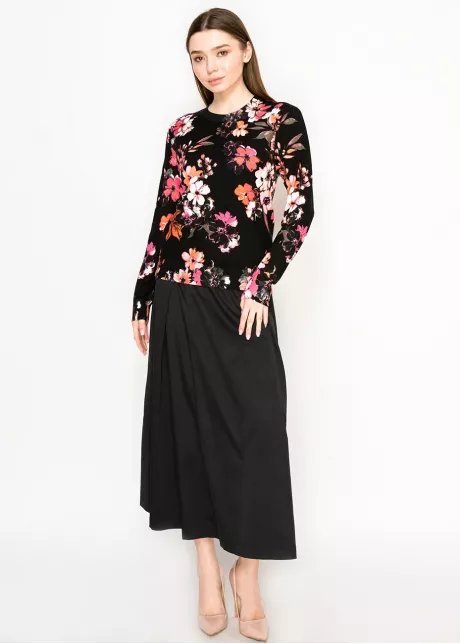 Black Floral Crewneck Sweater