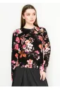 Black Floral Crewneck Sweater