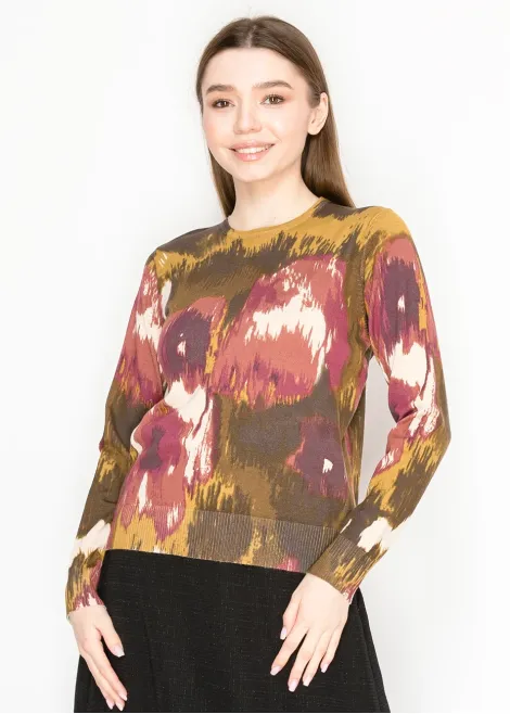 Burgundy Brushstroke Knit Sweater